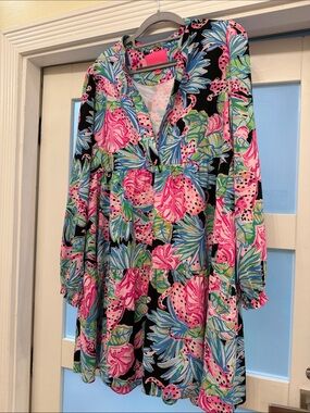Lilly Pulitzer Multicolor Tropical Print Blouse - Pink, Green & Blue